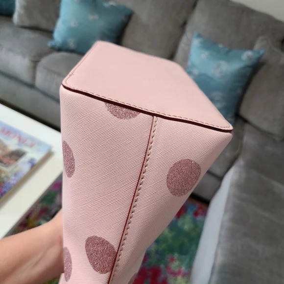 NWT - Kate Spade - Hani, Haven Lane Glitter Pink Polka Dot Tote - Picture 9 of 16